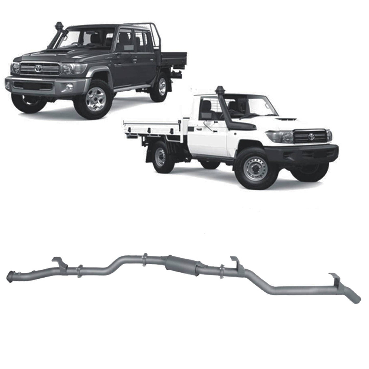 70 Series Land Cruiser Extreme Duty Exhaust - 79 Series with Auxiliary Fuel Tank (11/2016 - On)
