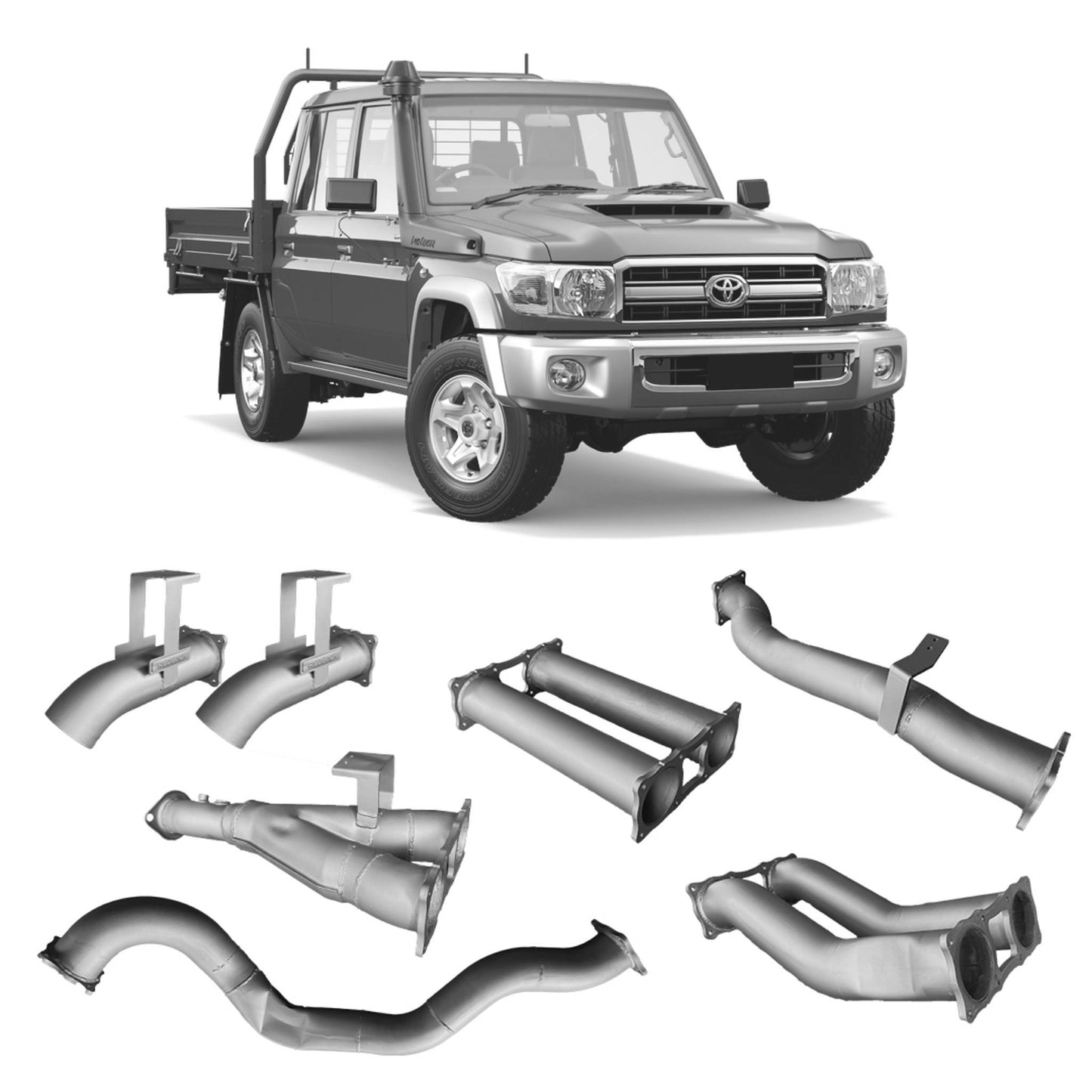 70 Series Land Cruiser Extreme Duty Twin 4 Exhaust - 79 Series
