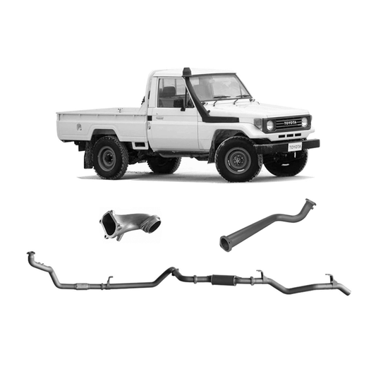 Toyota Land Cruiser Redback Extreme Duty Exhaust for Toyota Landcruiser 75 Series Leaf Suspension Front with 1HD Conversion