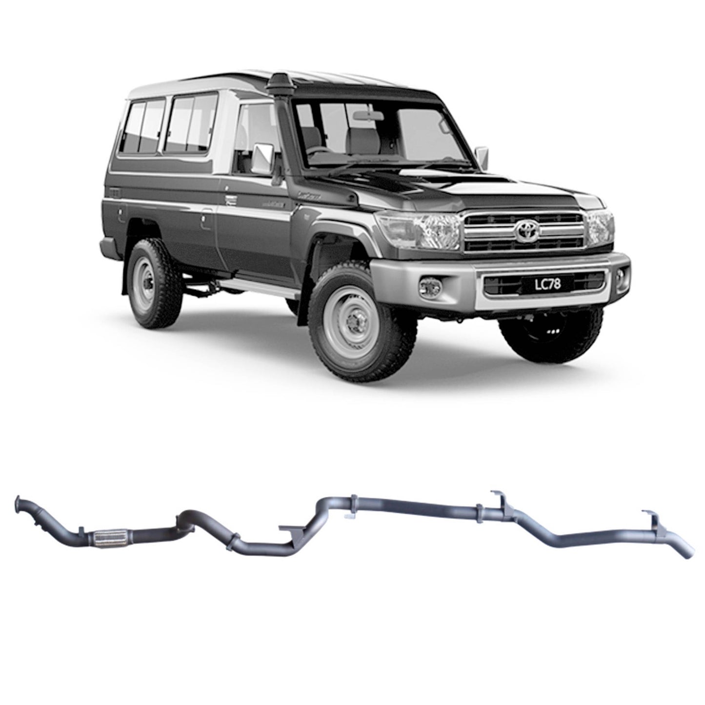Extreme Duty 3" Turbo Back Exhaust for the Toyota LandCruiser 78 Series Troop Carrier (03/2007 - 10/2016)