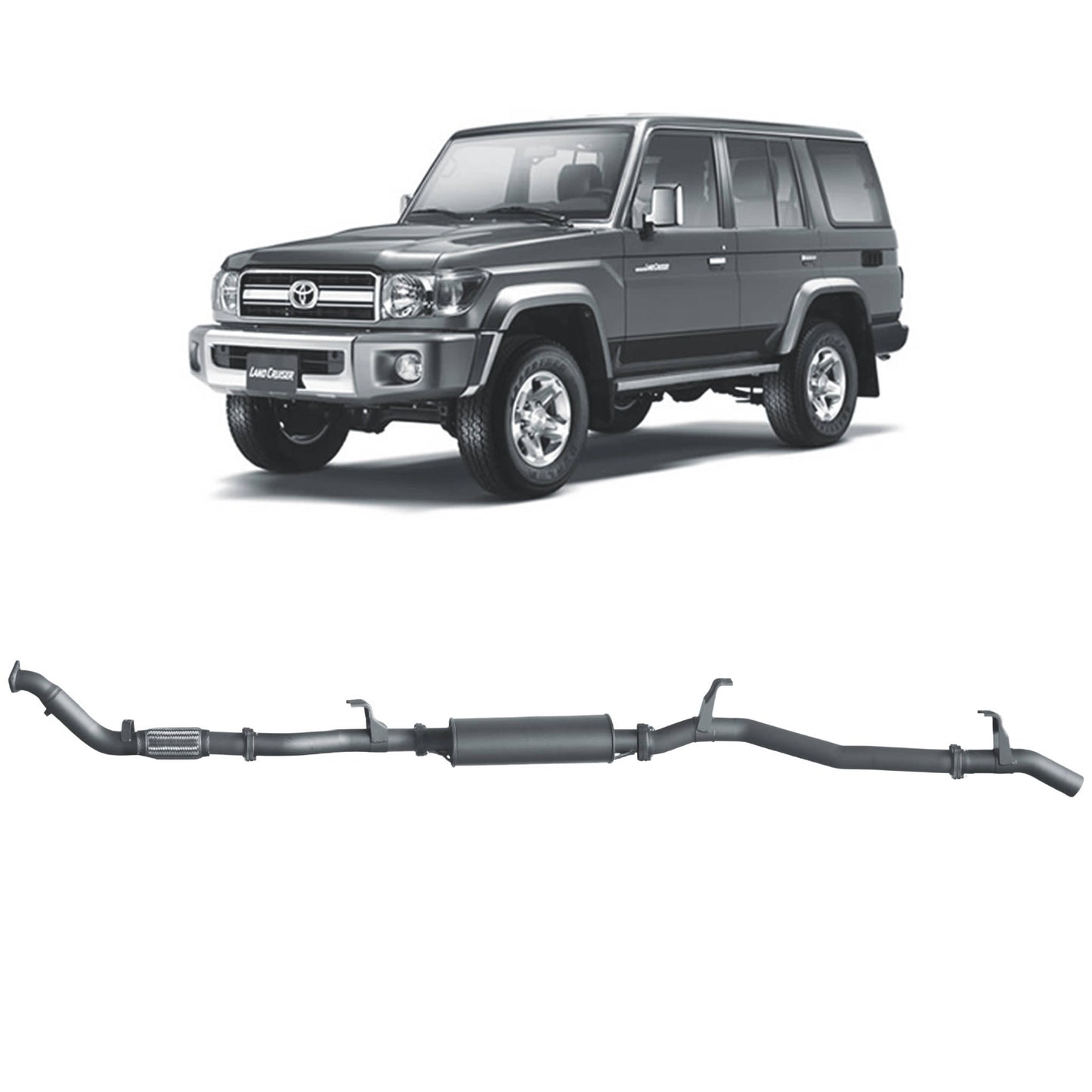Extreme Duty 3" Turbo Back Exhaust for the Toyota LandCruiser 76 Series Wagon (03/2007 - 10/2016) (view 3)