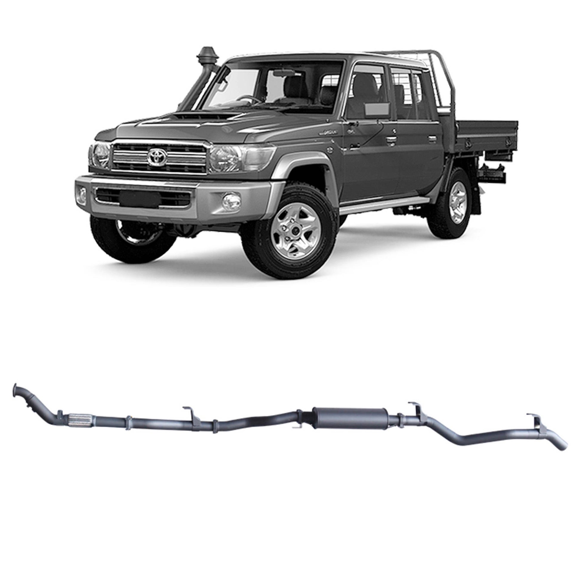 Extreme Duty 3" Turbo Back Exhaust for the Toyota LandCruiser 79 Series Dual Cab (01/2012 - 10/2016) (view 5)